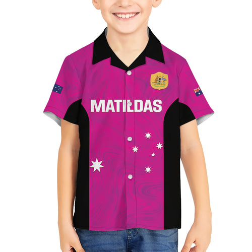 Custom Australia Soccer Kid Hawaiian Shirt Matildas Go Champions - Pink