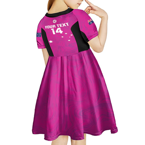 Custom Australia Soccer Kid Short Sleeve Dress Matildas Go Champions - Pink