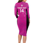 Custom Australia Soccer Long Sleeve Bodycon Dress Matildas Go Champions - Pink