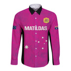 Custom Australia Soccer Long Sleeve Button Shirt Matildas Go Champions - Pink