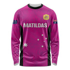 Custom Australia Soccer Long Sleeve Shirt Matildas Go Champions - Pink