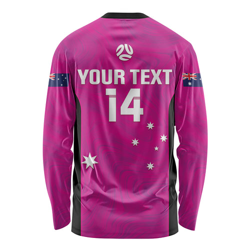 Custom Australia Soccer Long Sleeve Shirt Matildas Go Champions - Pink