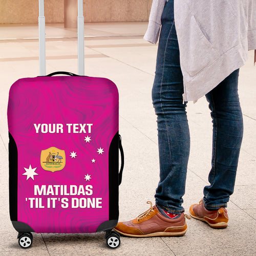Custom Australia Soccer Luggage Cover Matildas Go Champions - Pink