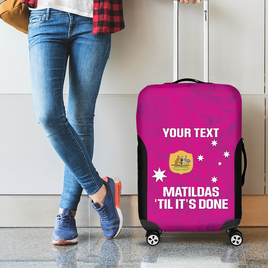 Custom Australia Soccer Luggage Cover Matildas Go Champions - Pink