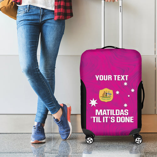 Custom Australia Soccer Luggage Cover Matildas Go Champions - Pink