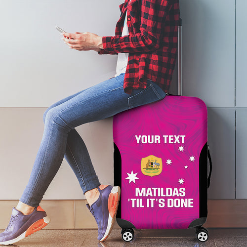 Custom Australia Soccer Luggage Cover Matildas Go Champions - Pink