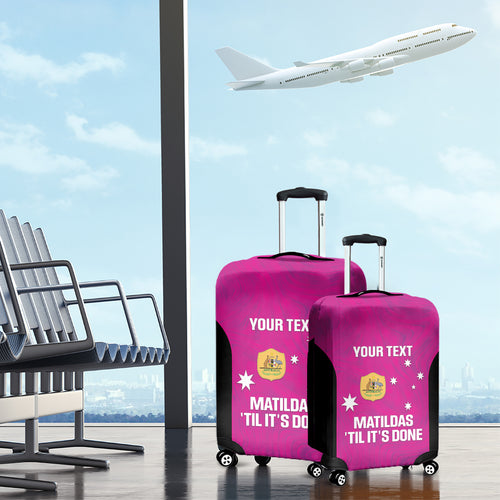 Custom Australia Soccer Luggage Cover Matildas Go Champions - Pink