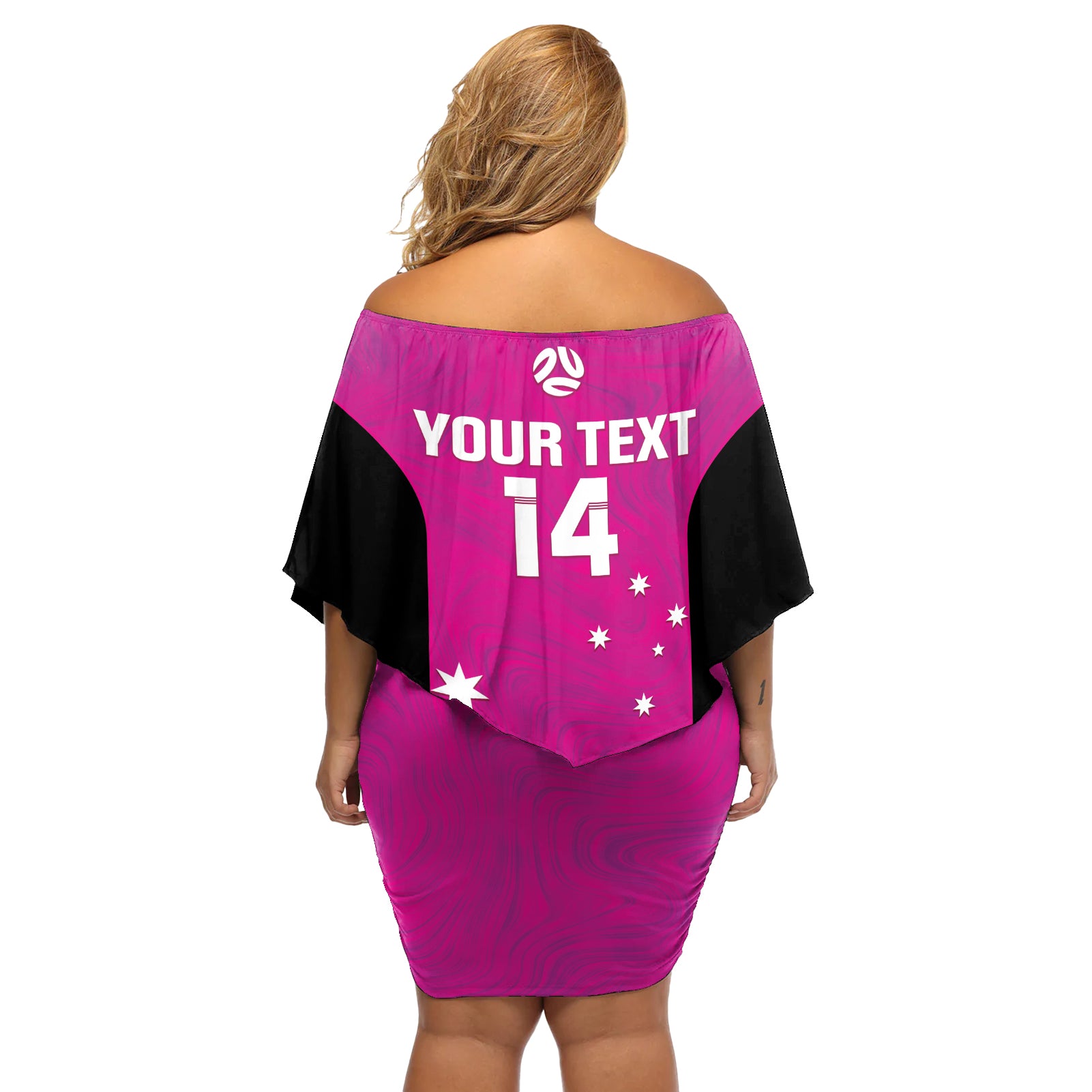 Custom Australia Soccer Off Shoulder Short Dress Matildas Go Champions - Pink