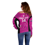 Custom Australia Soccer Off Shoulder Sweater Matildas Go Champions - Pink