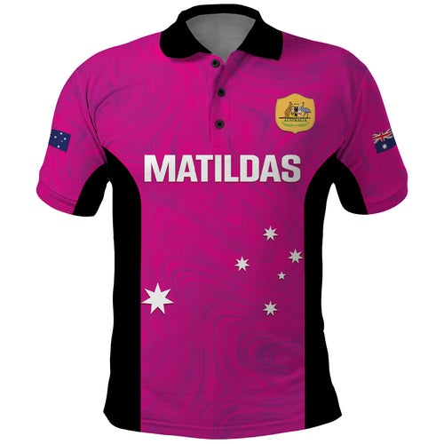 Custom Australia Soccer Polo Shirt Matildas Go Champions - Pink
