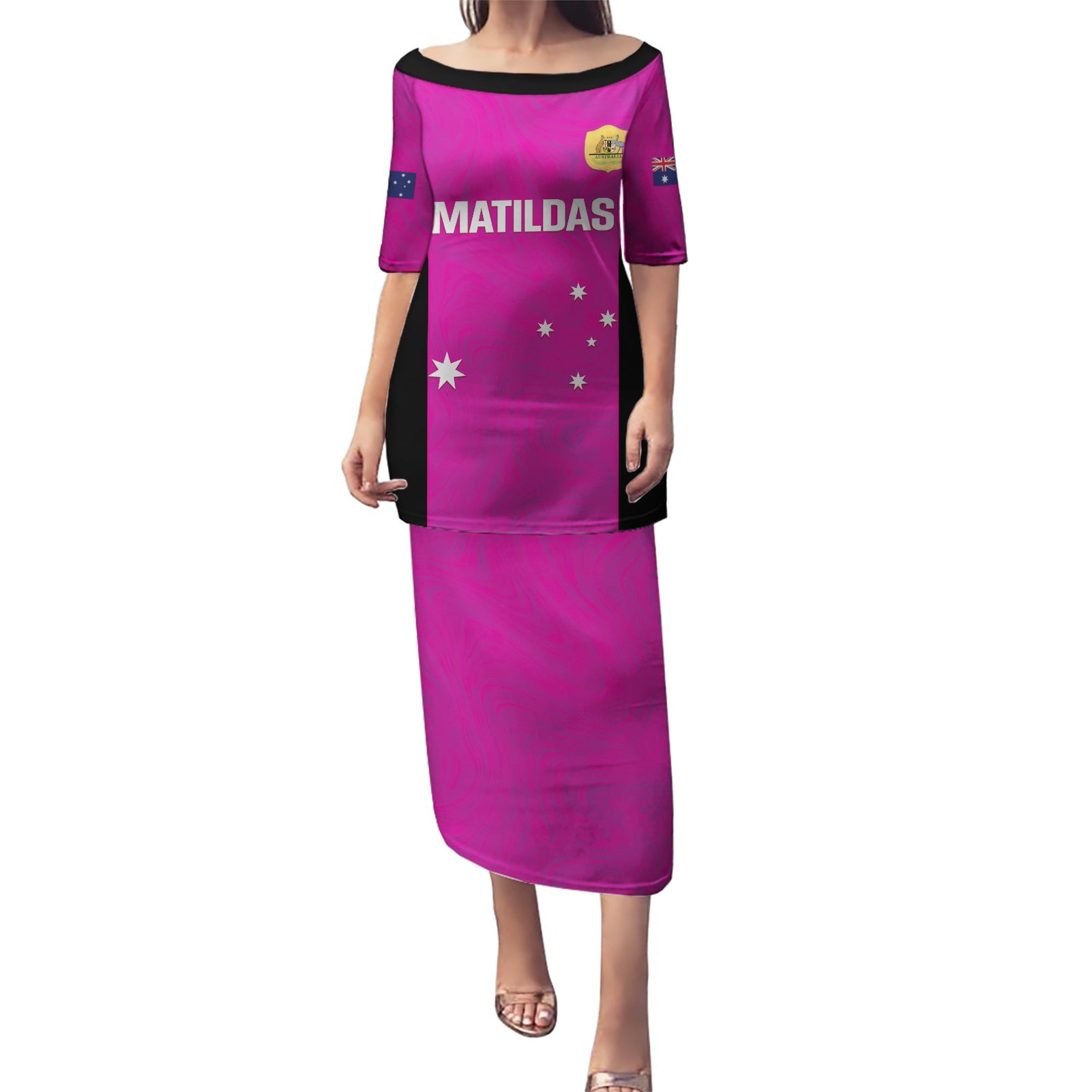 Custom Australia Soccer Puletasi Matildas Go Champions - Pink