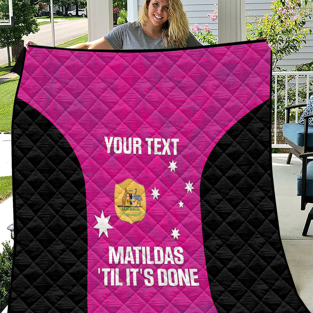 Custom Australia Soccer Quilt Matildas Go Champions - Pink