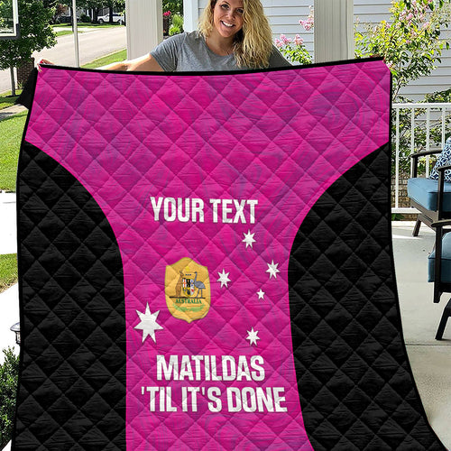 Custom Australia Soccer Quilt Matildas Go Champions - Pink
