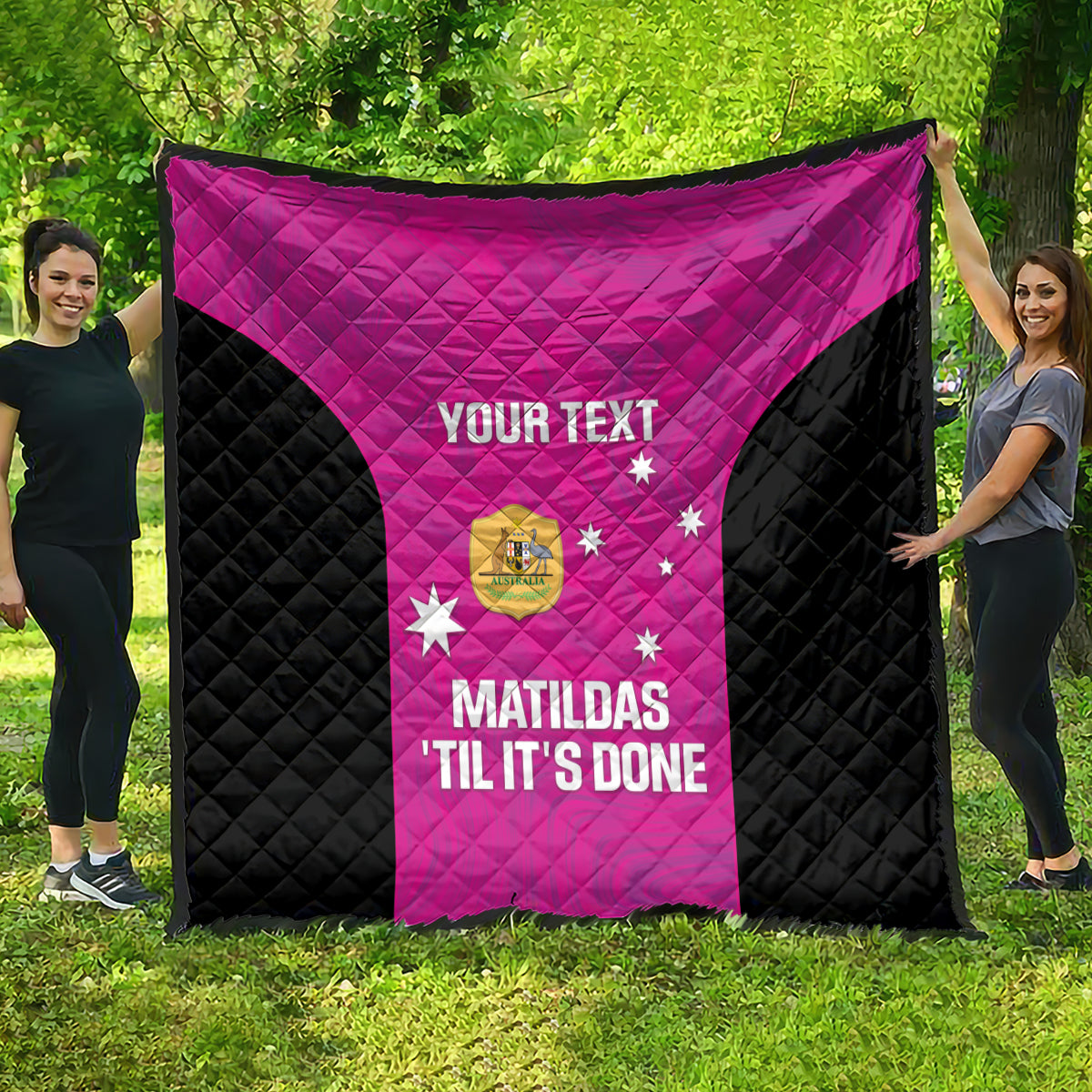 Custom Australia Soccer Quilt Matildas Go Champions - Pink