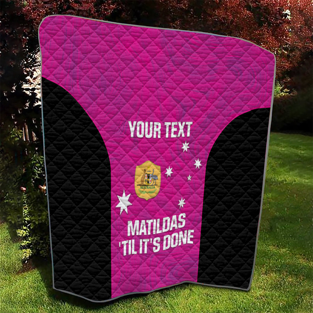 Custom Australia Soccer Quilt Matildas Go Champions - Pink