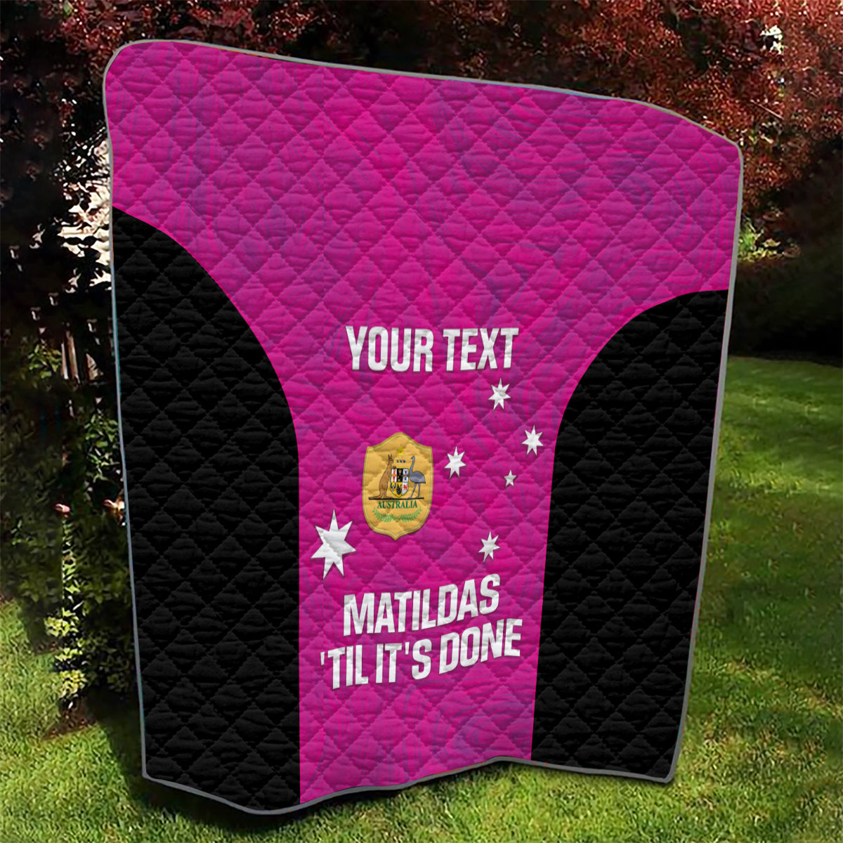 Custom Australia Soccer Quilt Matildas Go Champions - Pink
