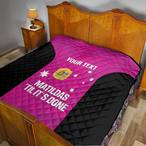 Custom Australia Soccer Quilt Matildas Go Champions - Pink