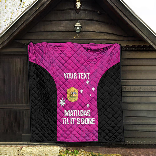Custom Australia Soccer Quilt Matildas Go Champions - Pink