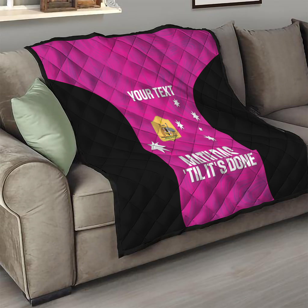 Custom Australia Soccer Quilt Matildas Go Champions - Pink