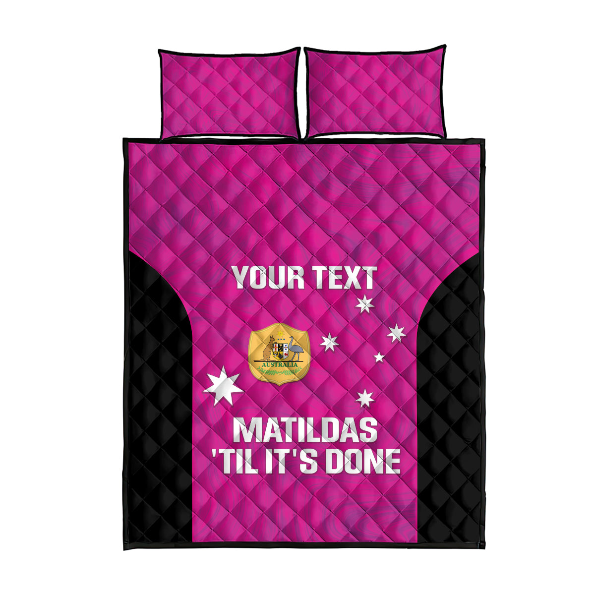 Custom Australia Soccer Quilt Bed Set Matildas Go Champions - Pink