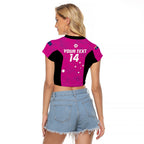 Custom Australia Soccer Raglan Cropped T Shirt Matildas Go Champions - Pink