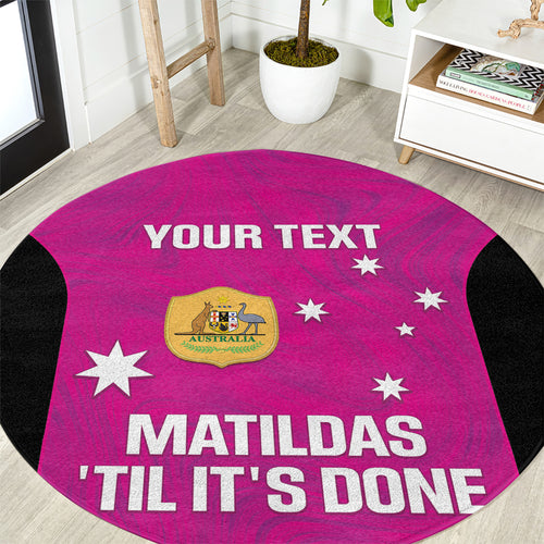 Custom Australia Soccer Round Carpet Matildas Go Champions - Pink