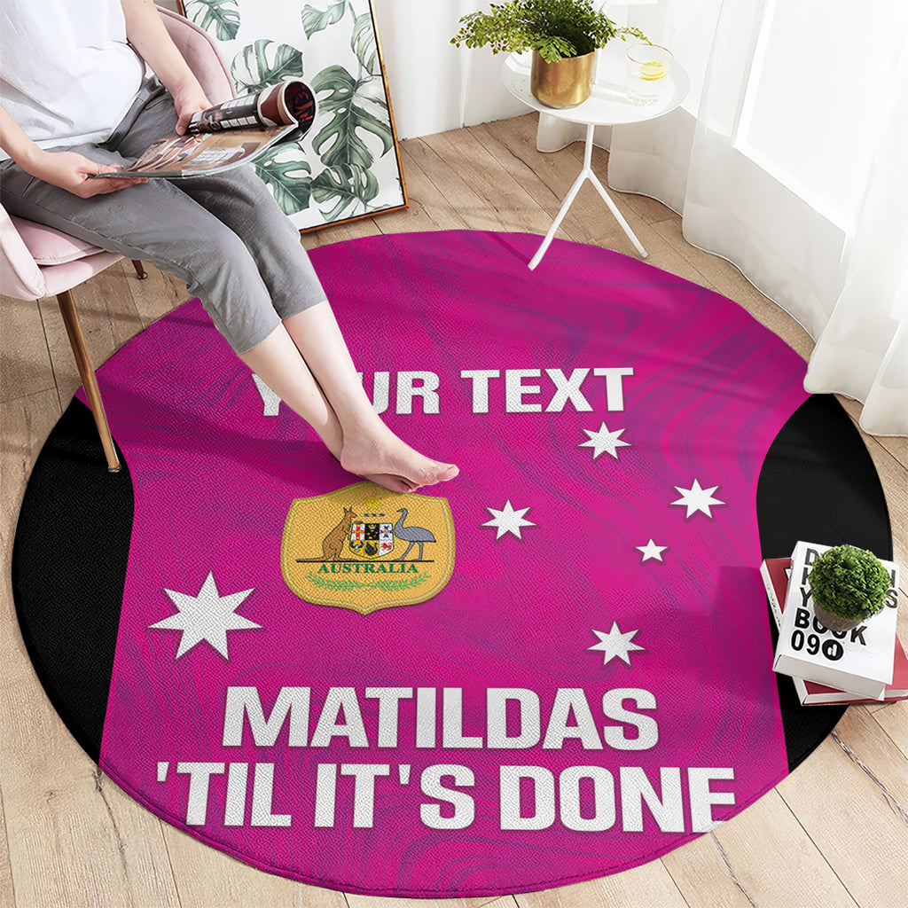 Custom Australia Soccer Round Carpet Matildas Go Champions - Pink