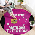 Custom Australia Soccer Round Carpet Matildas Go Champions - Pink