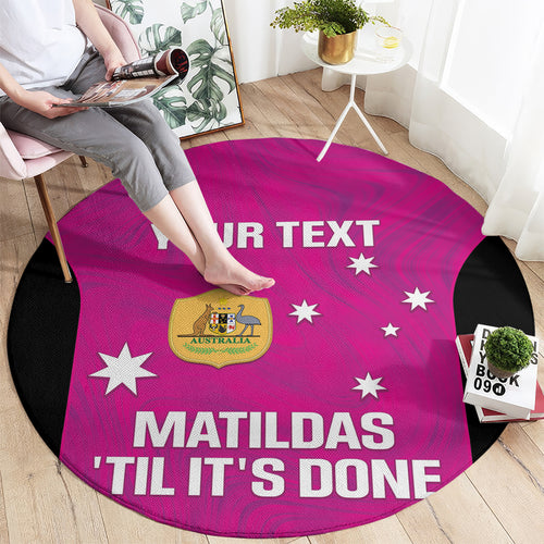 Custom Australia Soccer Round Carpet Matildas Go Champions - Pink