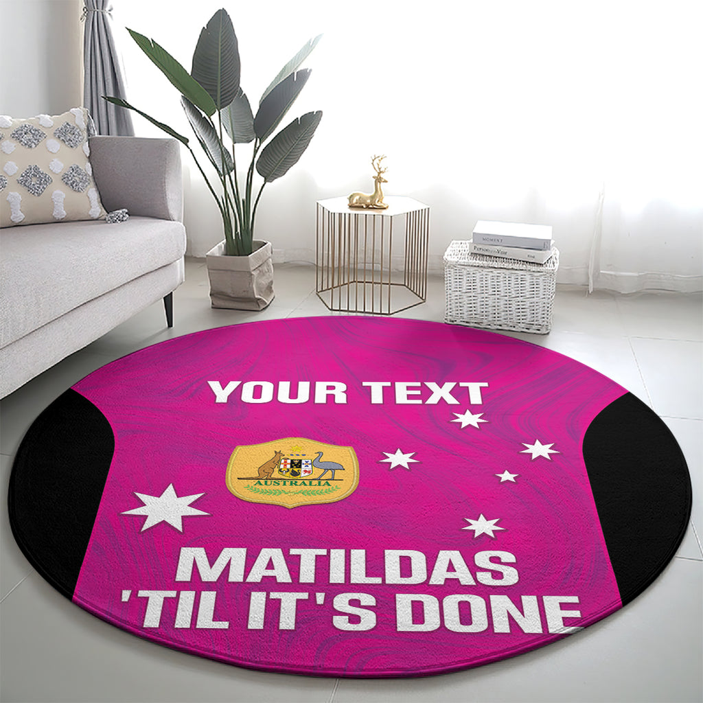 Custom Australia Soccer Round Carpet Matildas Go Champions - Pink