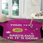 Custom Australia Soccer Round Carpet Matildas Go Champions - Pink