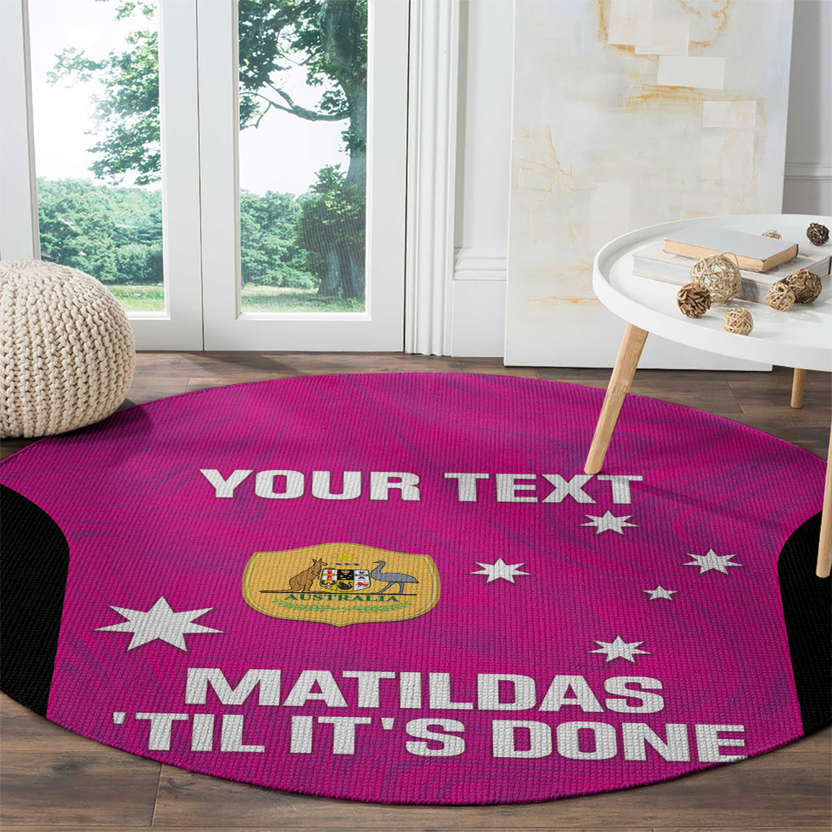 Custom Australia Soccer Round Carpet Matildas Go Champions - Pink