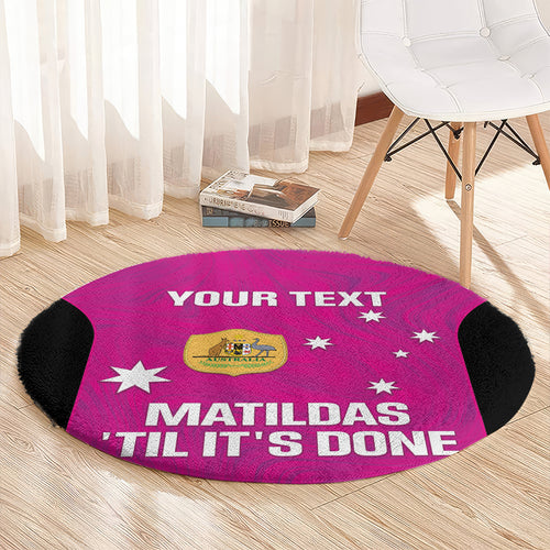 Custom Australia Soccer Round Carpet Matildas Go Champions - Pink