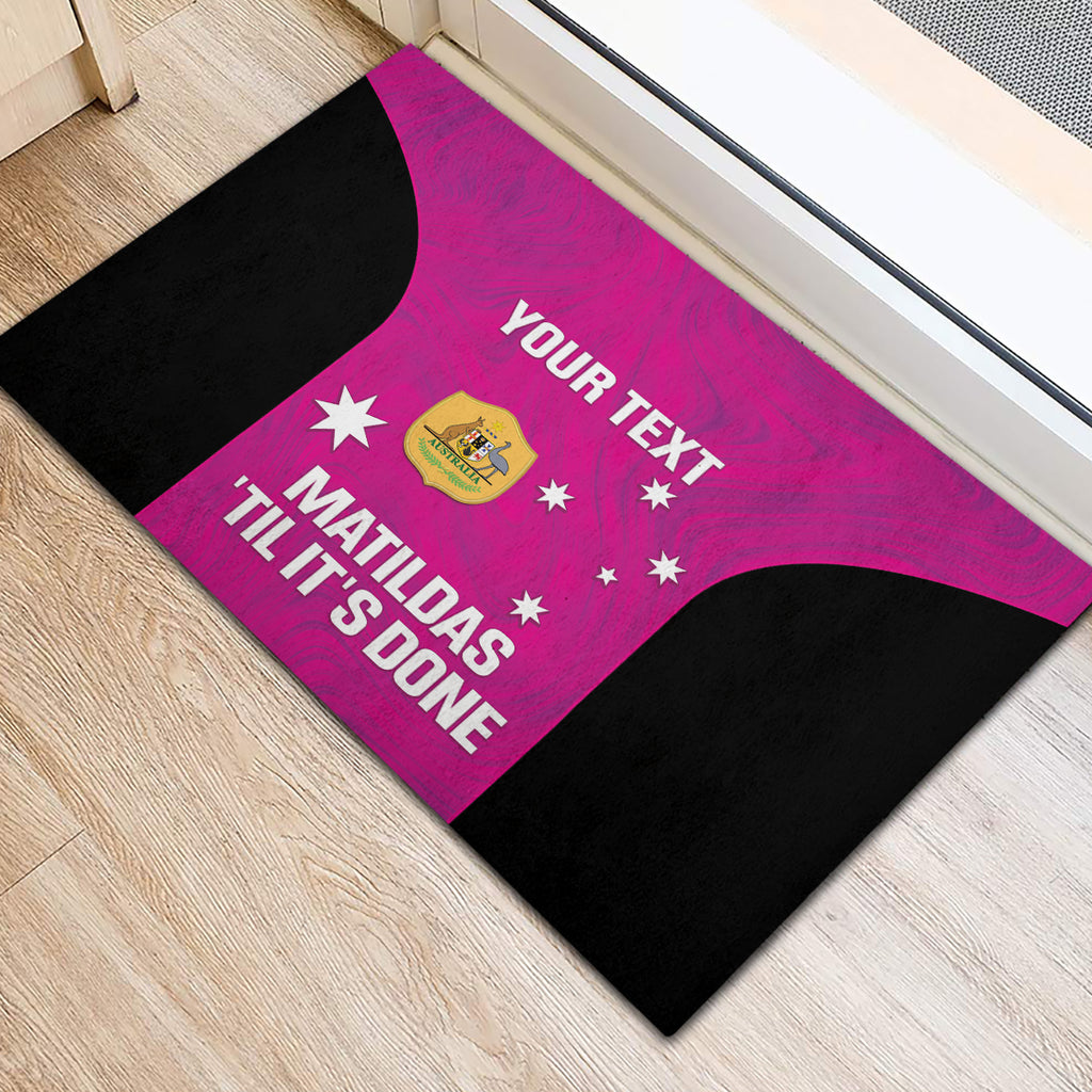 Custom Australia Soccer Rubber Doormat Matildas Go Champions - Pink