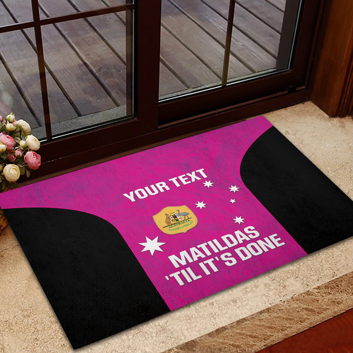 Custom Australia Soccer Rubber Doormat Matildas Go Champions - Pink