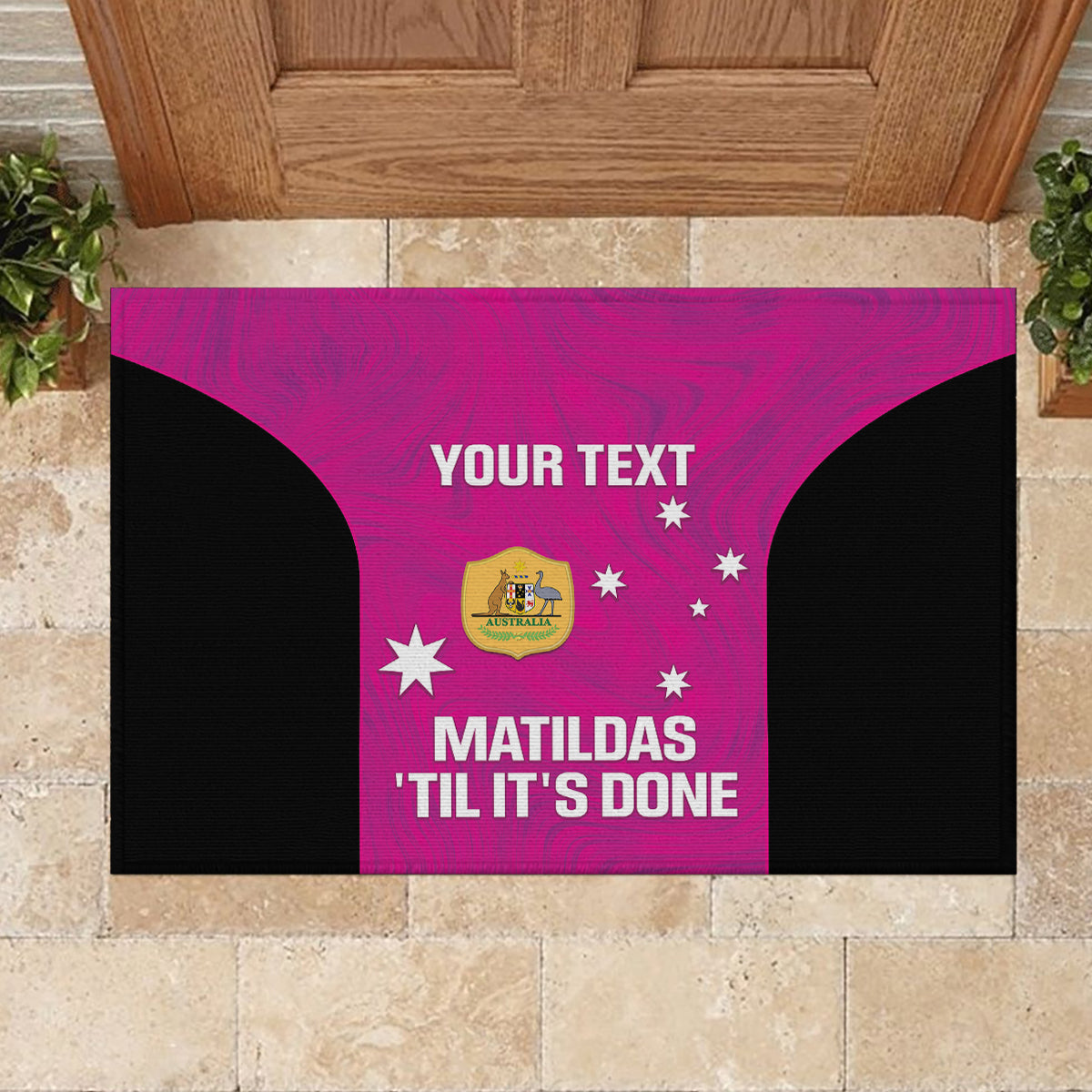 Custom Australia Soccer Rubber Doormat Matildas Go Champions - Pink