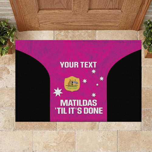 Custom Australia Soccer Rubber Doormat Matildas Go Champions - Pink