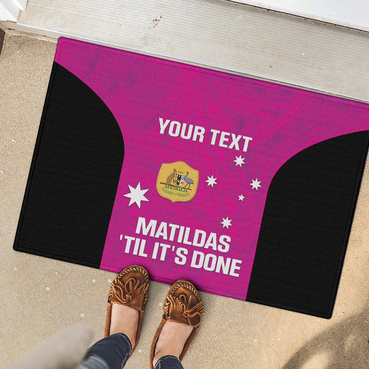 Custom Australia Soccer Rubber Doormat Matildas Go Champions - Pink