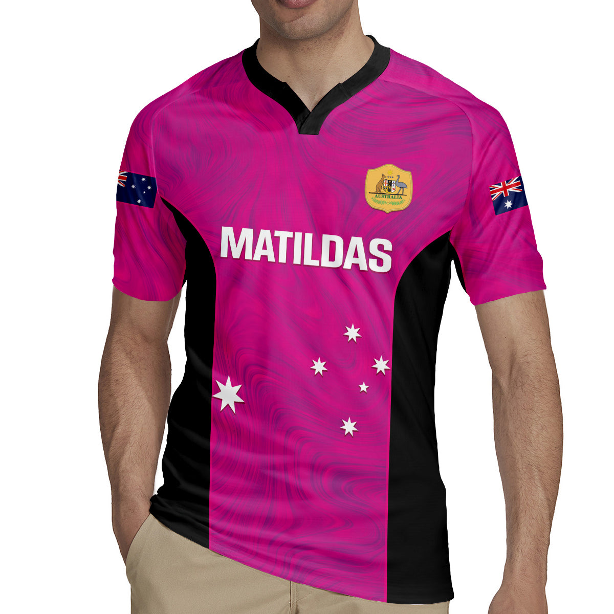 Custom Australia Soccer Rugby Jersey Matildas Go Champions - Pink