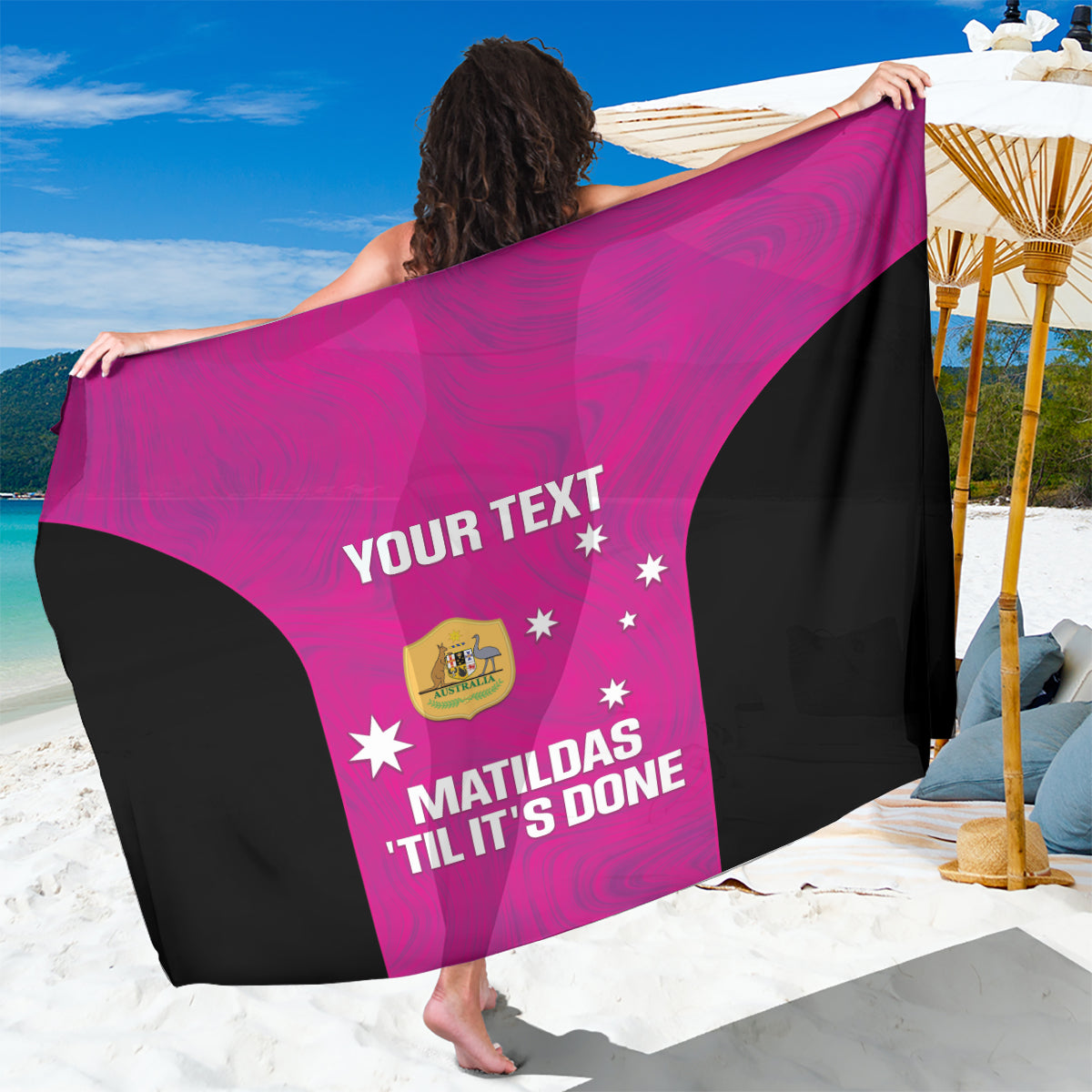 Custom Australia Soccer Sarong Matildas Go Champions - Pink