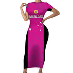 Custom Australia Soccer Short Sleeve Bodycon Dress Matildas Go Champions - Pink