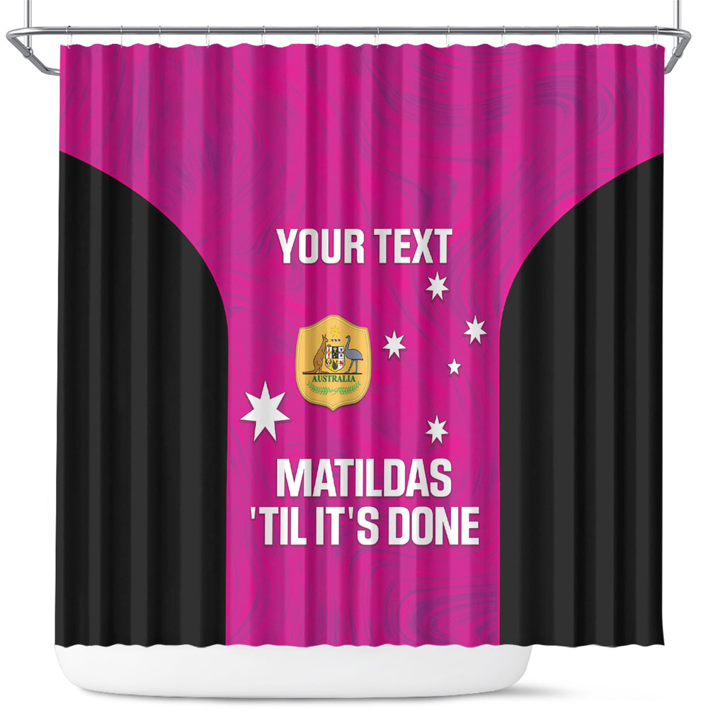 Custom Australia Soccer Shower Curtain Matildas Go Champions - Pink
