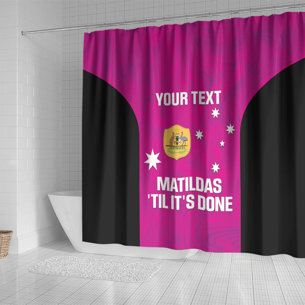 Custom Australia Soccer Shower Curtain Matildas Go Champions - Pink