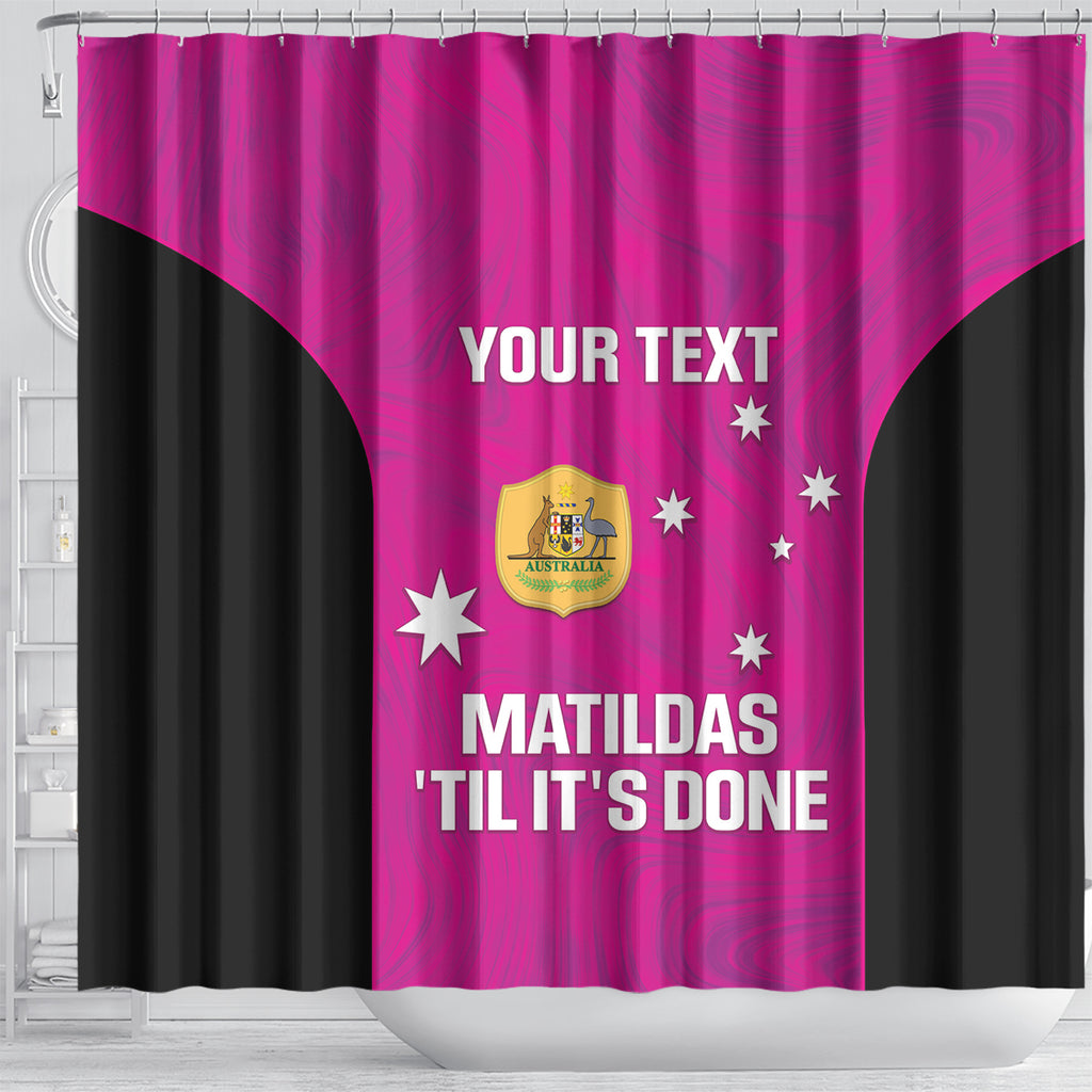 Custom Australia Soccer Shower Curtain Matildas Go Champions - Pink
