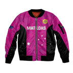 Custom Australia Soccer Sleeve Zip Bomber Jacket Matildas Go Champions - Pink
