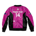 Custom Australia Soccer Sleeve Zip Bomber Jacket Matildas Go Champions - Pink