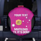 Custom Australia Soccer Spare Tire Cover Matildas Go Champions - Pink