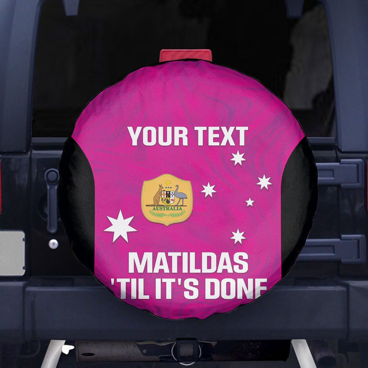 Custom Australia Soccer Spare Tire Cover Matildas Go Champions - Pink