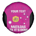 Custom Australia Soccer Spare Tire Cover Matildas Go Champions - Pink