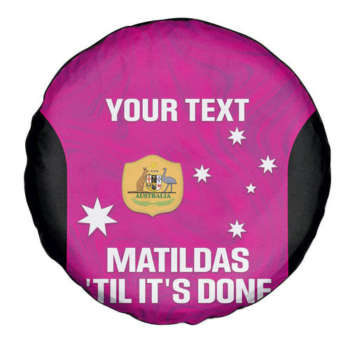 Custom Australia Soccer Spare Tire Cover Matildas Go Champions - Pink